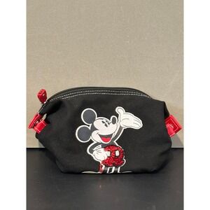 Disney Mickey Mouse Black‎ Canvas Cosmetic Bag Sequin Embellished Makeup Pouch